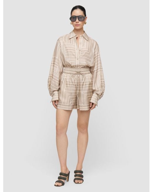 Joseph Natural Laven Printed Silk Shorts