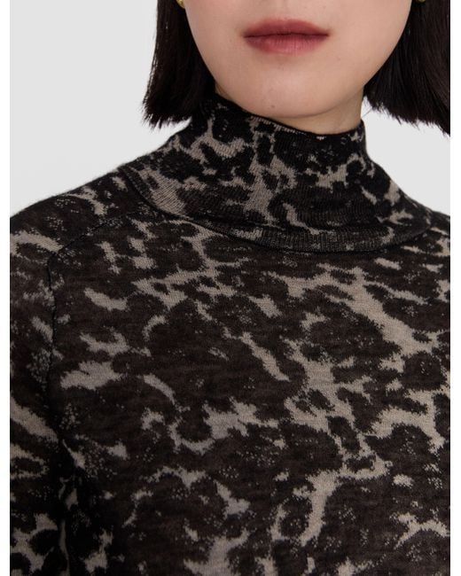Joseph Black Yasmin Cashair Jacquard High Neck Jumper