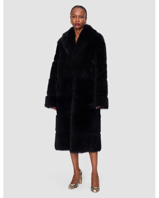 Joseph Black Elektra Long Hair Shearling Coat