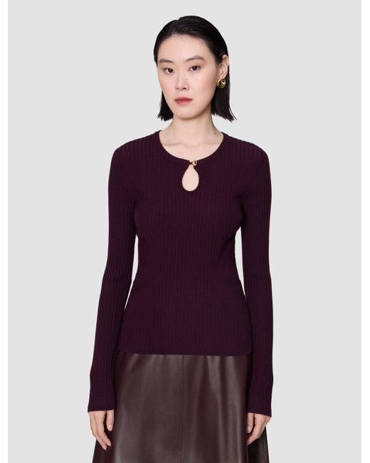 Joseph Red Luz Merino Wool Rib Top