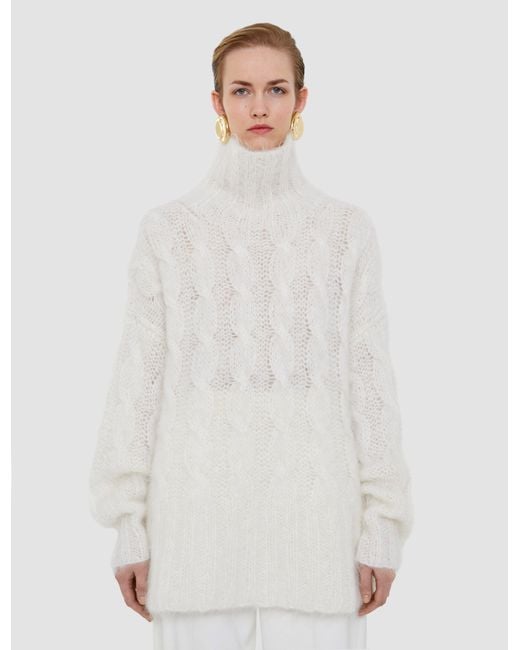 Joseph White Fortin Hand Knitted Cable Mohair Jumper