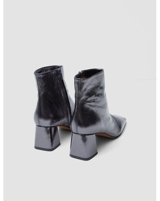 Joseph Black Heeled Metallic Leather Ankle Boots