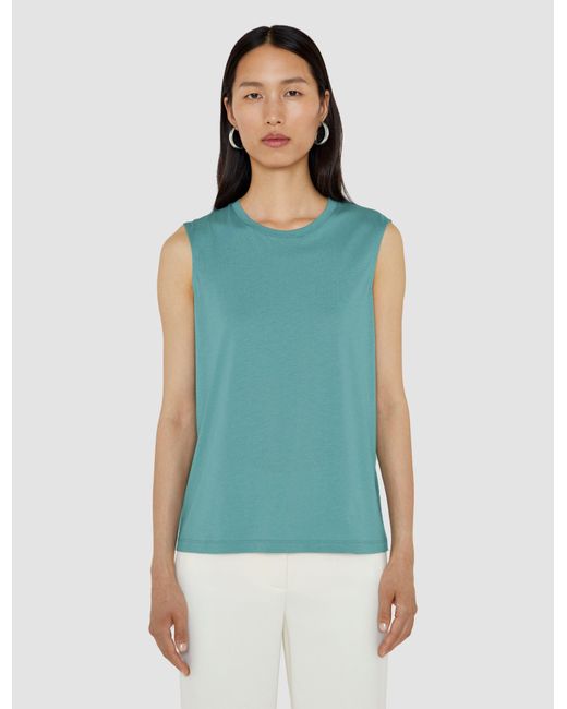 Joseph Blue Cotton Silk Jersey Tank Top