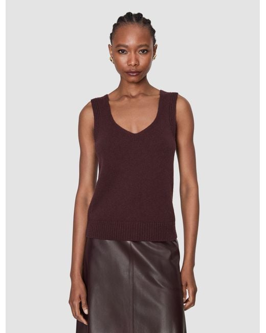 Joseph Red Aba Pure Cashmere Tank Top