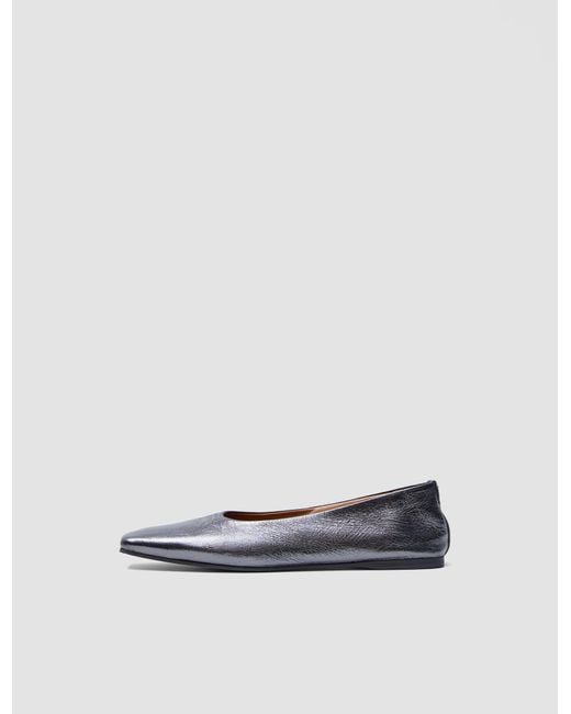 Joseph White Metallic Leather Ballerinas