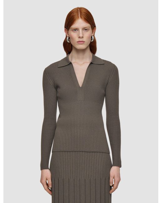 Joseph Green Merino Rib Knit Polo Top