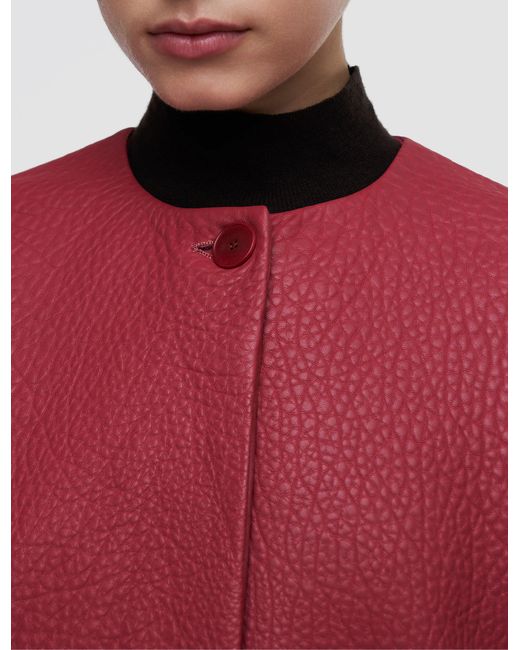 Joseph Red Barbs Pebble Leather Jacket