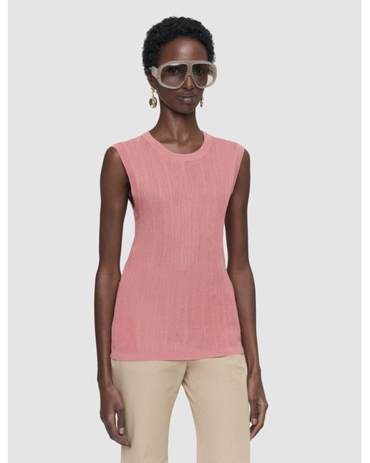 Joseph Pink Calife Silk Cotton Rib Vest