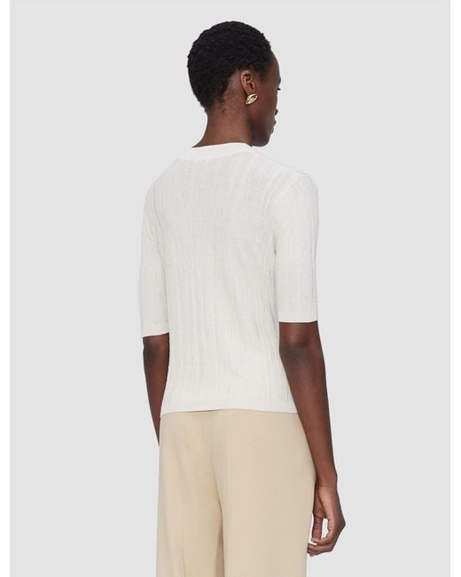 Joseph White Sens Silk Cotton Rib Short Sleeve Cardigan