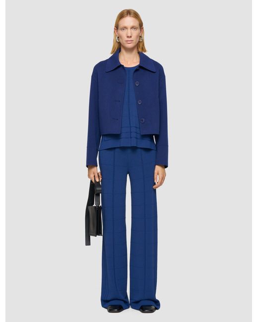 Joseph Blue Viscose Grid Knit Trousers