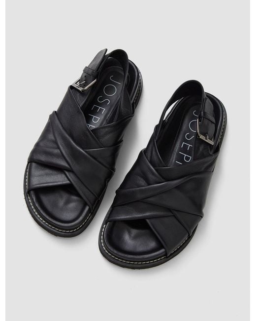 Joseph Black Leather Jazzy Strap Sandals