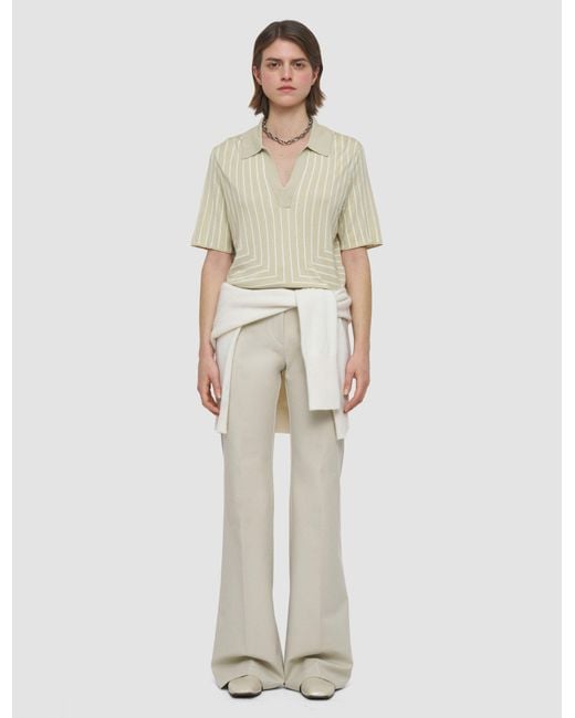 Joseph Natural Geometric Jacquard Silk Blend Top