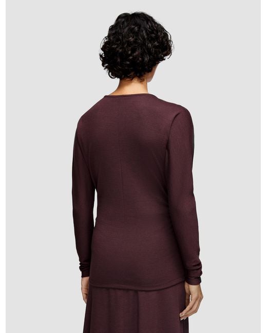 Joseph Purple Wool Jersey V Neck Top