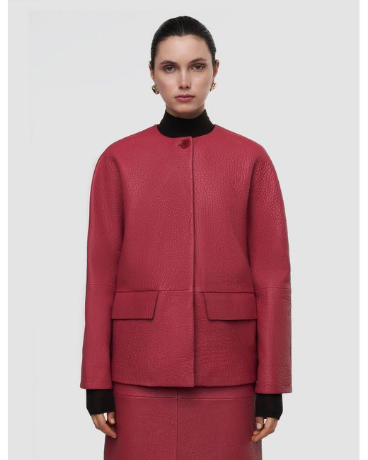 Joseph Red Barbs Pebble Leather Jacket