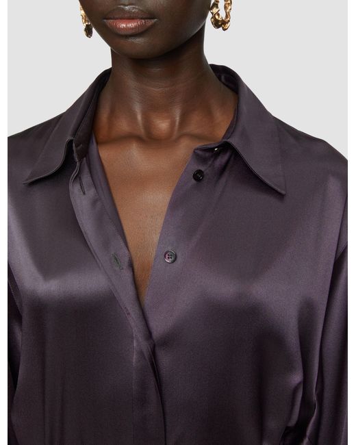 Robe Cyprien en satin de soie Joseph en coloris Blue