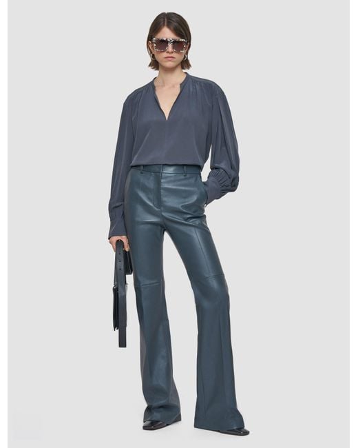Joseph Blue Tafira Leather Stretch Trousers