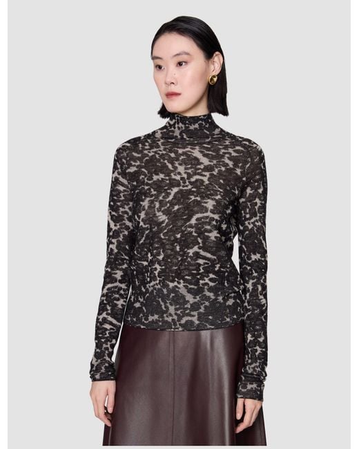 Joseph Black Yasmin Cashair Jacquard High Neck Jumper