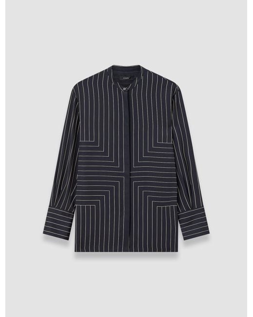 Joseph Blue Athena Geometric Print Silk Blouse