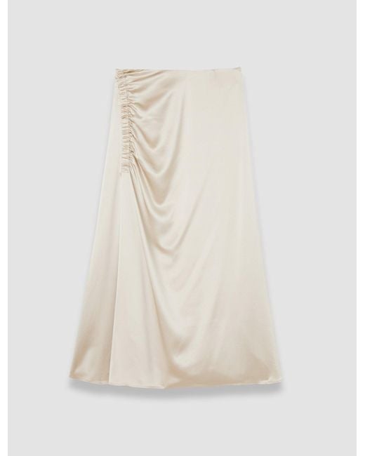 Joseph White Andrea Ruched Silk Satin Skirt