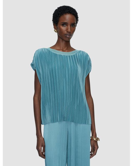 Joseph Blue Cedre Pleated Satin Top