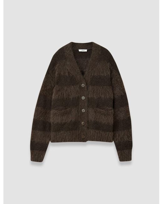 Joseph Brown Stra Brushed Alpaca Striped Cardigan