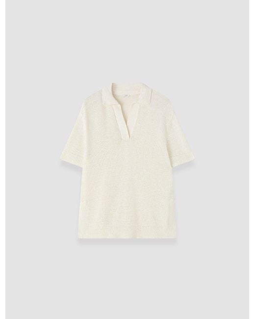 Joseph White Rian Open Cotton Knit Polo Top
