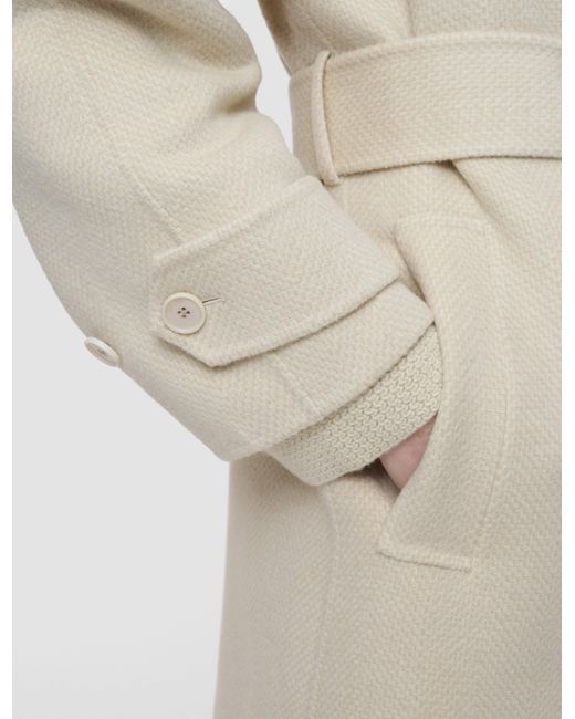 Joseph Natural Navarre Linear Double Face Wool Coat