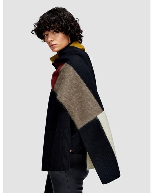 Joseph Black Overlay Merino Wool Scarf