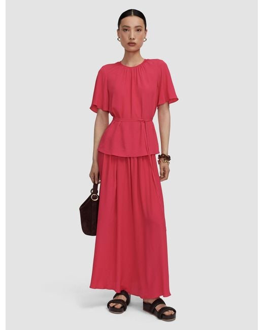 Joseph Red Libby Silk Blend Crepe Top