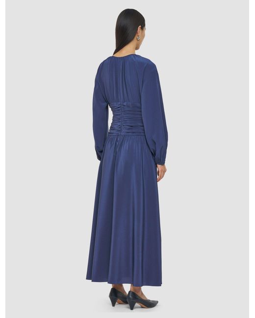 Joseph Blue Leila Crepe De Chine Knot Silk Dress