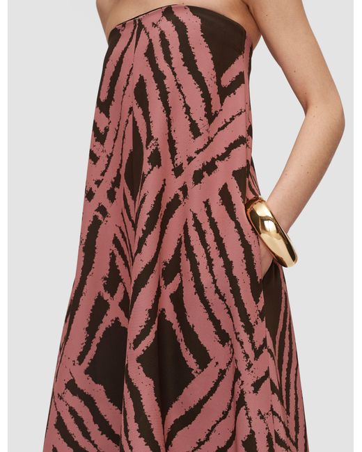 Joseph Red Banna Satin Twill Strapless Dress