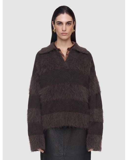 Joseph Black Take Brushed Alpaca Striped Jumper