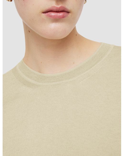 Pull Col Rond En Mélange De Soie Et Coton Ultra Fin Joseph en coloris Natural