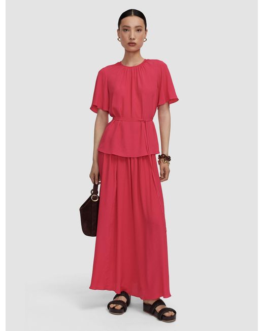 Joseph Red Libby Silk Blend Crepe Top