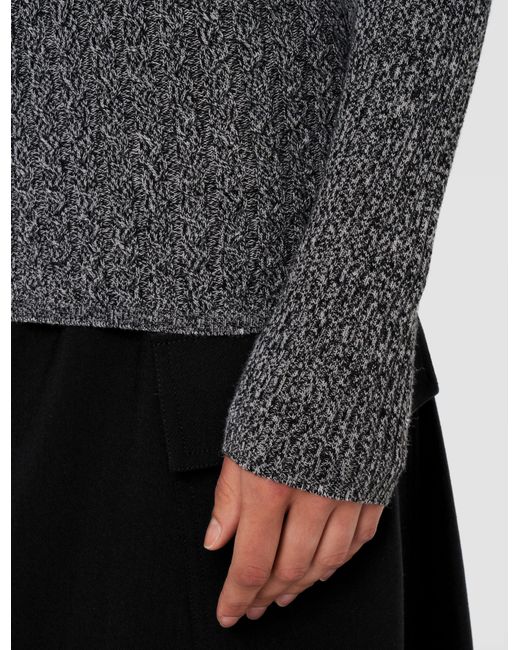 Joseph Gray Ribbed Cable Knit High Neck Jumper