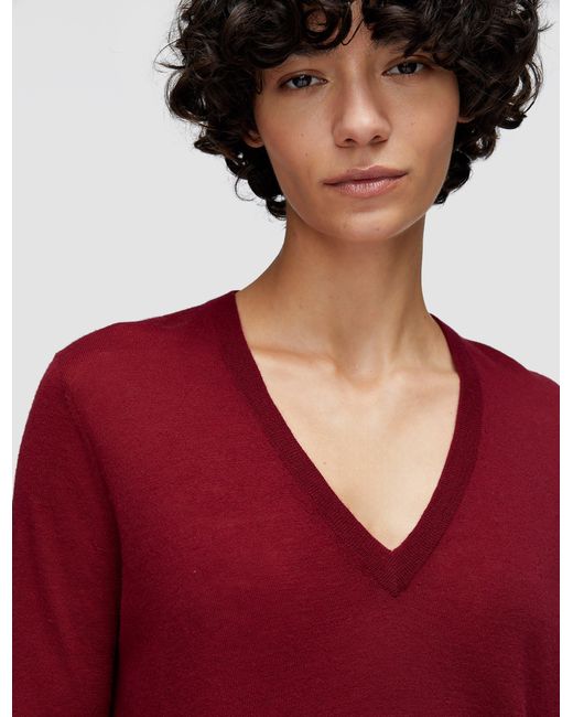 Joseph Red Cashair V Neck Jumper