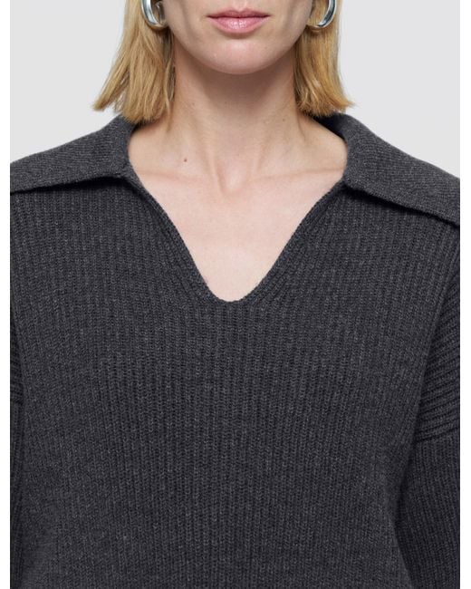 Joseph Blue Light Cardigan Stitch Open Neck Jumper