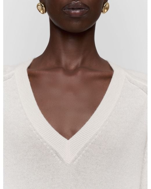 Joseph White Lucille Light Pure Cashmere V Neck Jumper