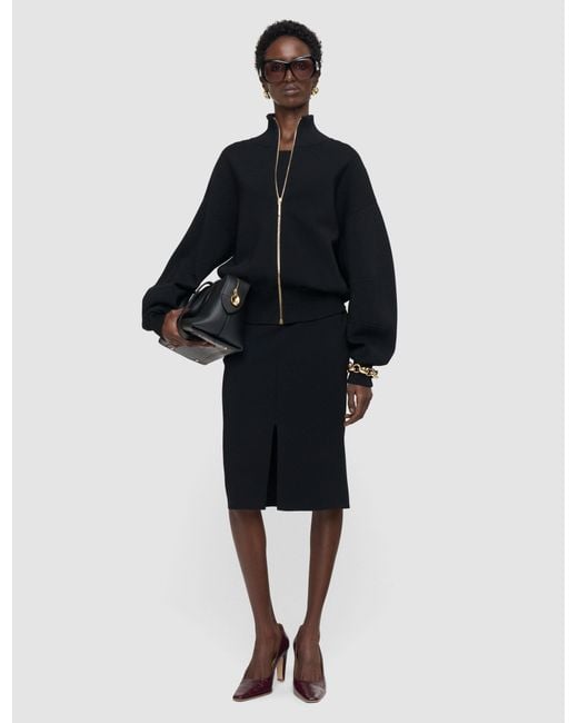 Joseph Black Sable Milano Knit Bomber Jacket