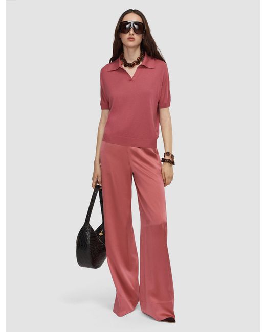 Polo Niata En Soie Superfine Joseph en coloris Pink
