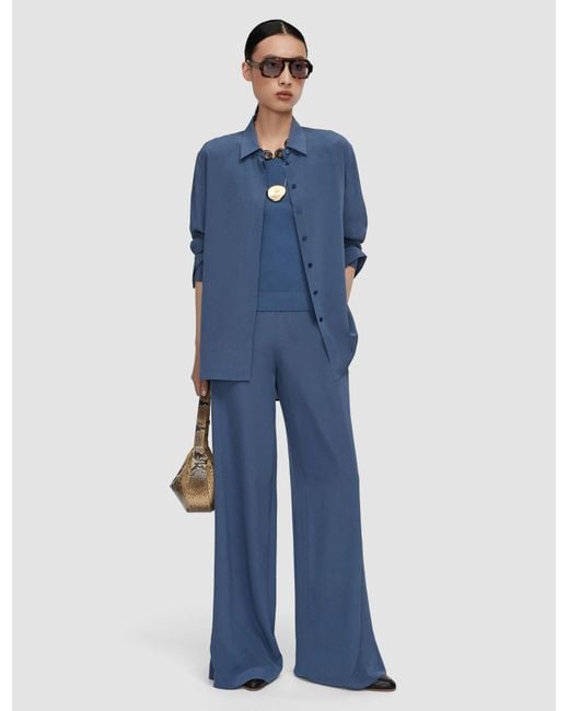 Joseph Blue Rihani Crepe De Soie Silk Trousers