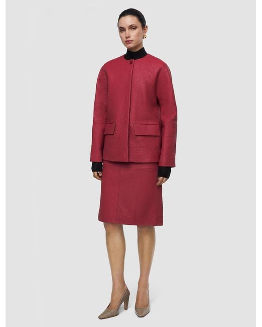Joseph Red Barbs Pebble Leather Jacket