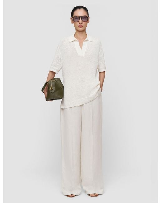 Joseph White Rian Open Cotton Knit Polo Top