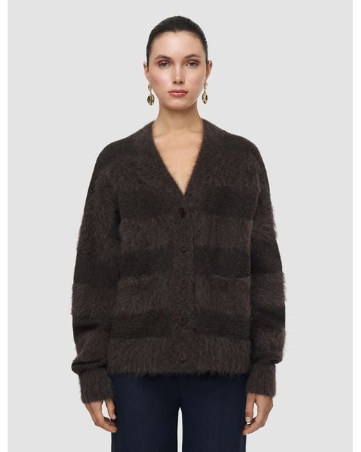 Joseph Brown Stra Brushed Alpaca Striped Cardigan