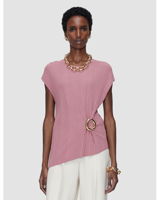 Joseph Pink Kenit Knit Plissé Top