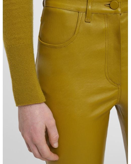 Joseph Yellow Duke Leather Stretch Trousers