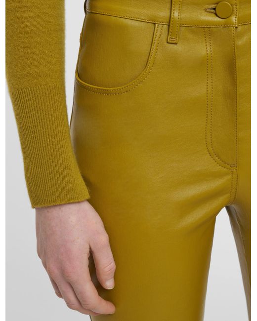 Joseph Yellow Duke Leather Stretch Trousers