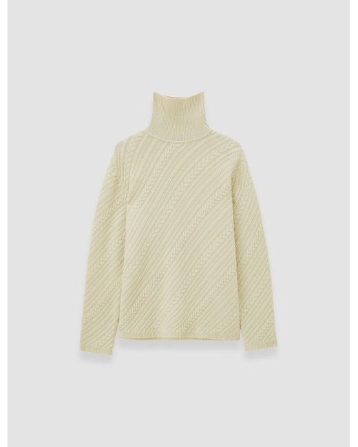 Joseph White Cable Knit Wool Jumper