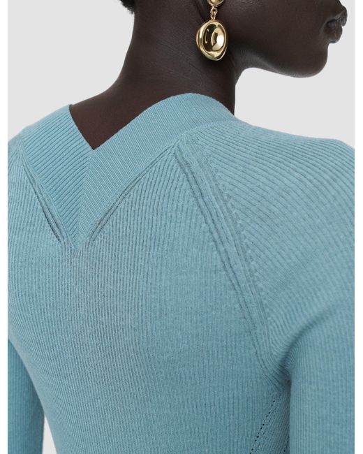 Top Harti En Maille De Lin Mélangé Joseph en coloris Blue
