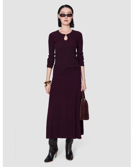 Joseph Purple Hallie Merino Wool Rib Skirt